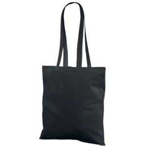 Prisvenlig sort mulepose i bomuld. Størrelse 38 x 42 cm