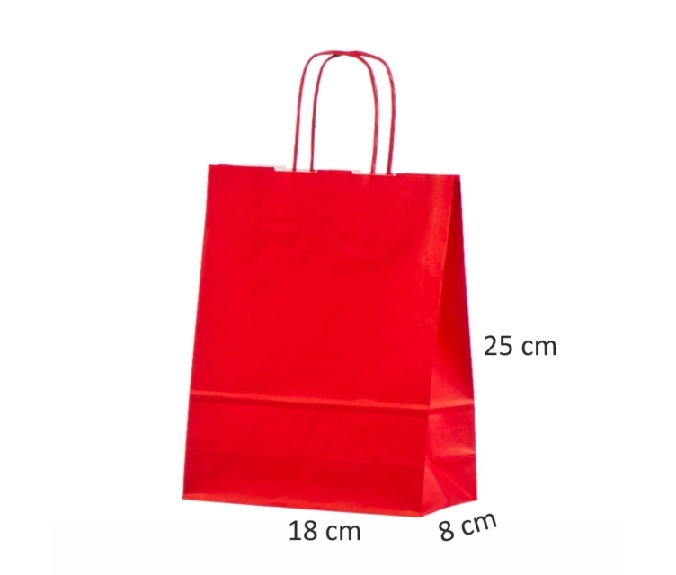 røde papirposer med hank og tryk 351