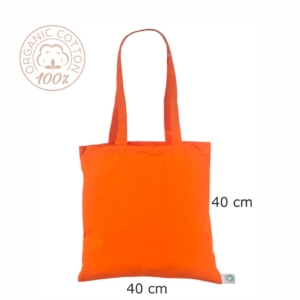 orange mulepose i bomuld med tryk 40x40 cm.