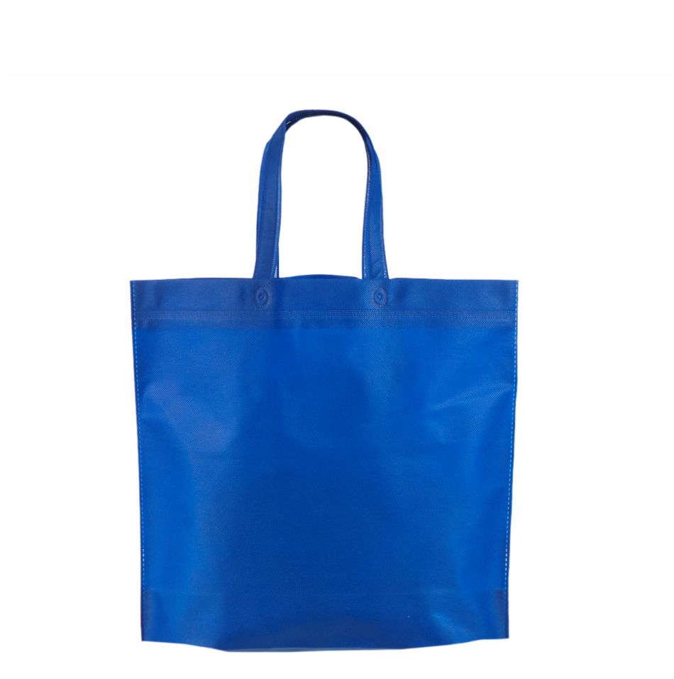 Blå non woven stofpose med tryk 45x39+12 cm_23