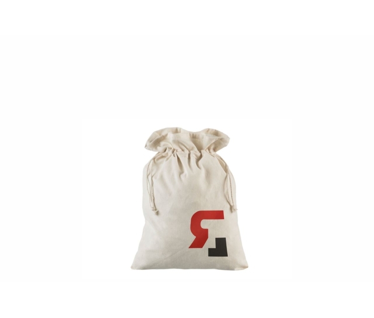 Stofpose på 25 × 35 cm med snøreluk, med tryk er 50 stk