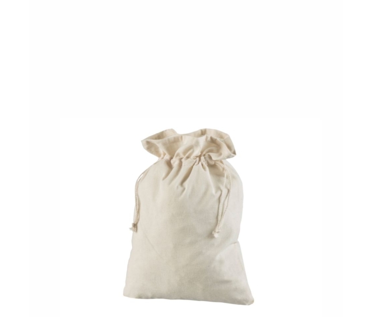 25x35 cm Hvid stofpose i bomuld med snøreluk