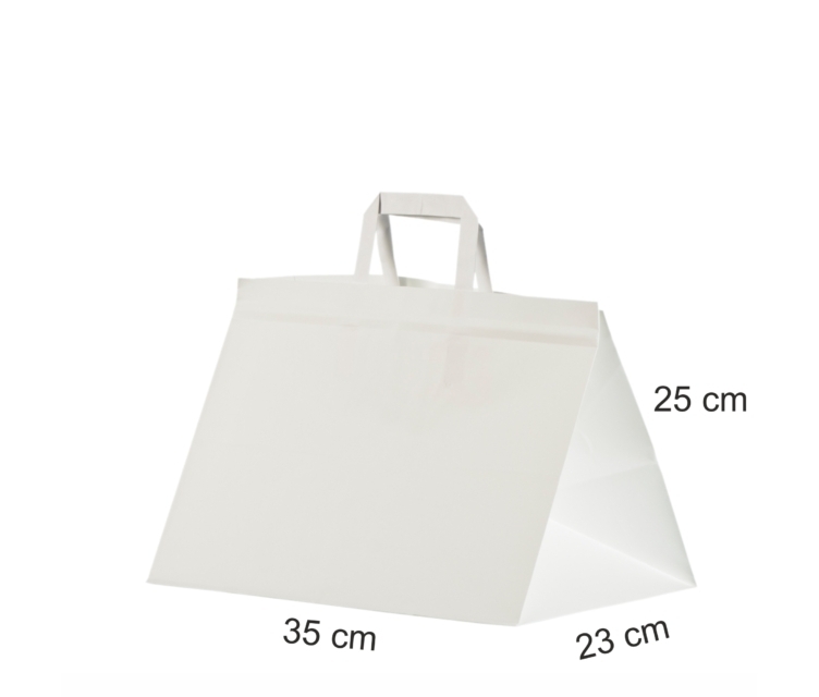 Hvid takeaway-papirspose –  35x17x24,5 cm