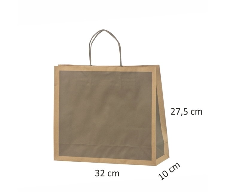 Grå øko-gavepose i papir32x10x27,5 cm
