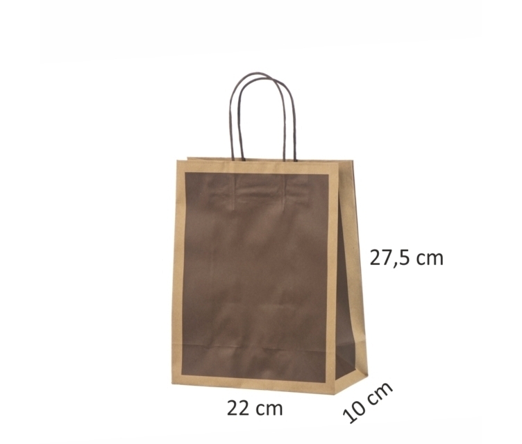Mørkebrun øko-gavepose i papir22x10x27,5